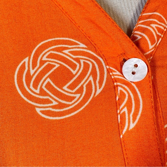 Escapada Orange & White Tie Waist Dress Sz S - Picture 6 of 10